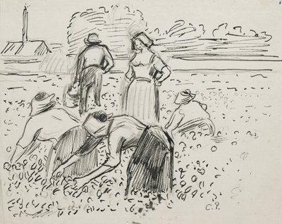 Study of five peasant figures working in a field, 1887 by Camille Jacob Pissarro